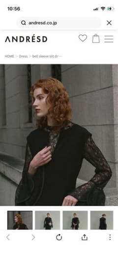ANDRÉSD ブラックドレス　bell sleeve slit dressのサムネイル