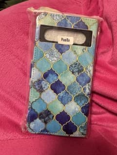 Pixel 8a 手帳型ケース 青と緑の模様のサムネイル