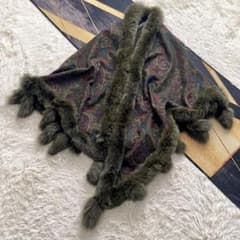 希少デザイン◎/裾周り237 カラー フォックス ファーコート ポンチョ 毛皮 希少デザイン◎/裾周り237 カラー フォックス ファーコート ポンチョ