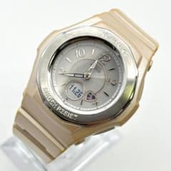 稼働品 カシオ Baby-G 腕時計 アナデジ ソーラー ベージュ レディース