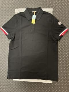 MONCLER ポロシャツ ブラック 袖ライン - メルカリ