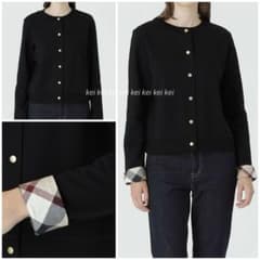 【新品】ブルーレーベル　袖裏べージュチェック クリアコットン裏毛カーディガン38 新品】ブルーレーベル 袖裏べージュチェック クリアコットン裏毛