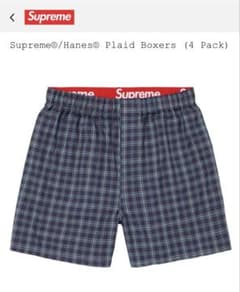 Supreme x Hanes Plaid boxers Msize NAVY - メルカリ