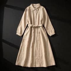 極美品fog linen workフォグリネンワーク ウエストリボン ワンピース
