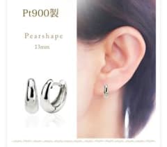CARAT 楽天 13㎜ ペアシェイプ 中折れフープピアス プラチナ - メルカリ