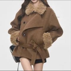 ブラウン ムートンコート ファー付きのサムネイル