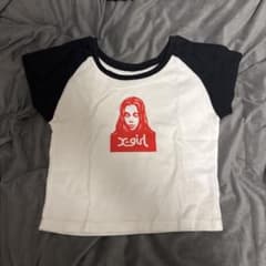 X-girl ラグランTシャツ 半袖 ホワイト ブラック Sのサムネイル