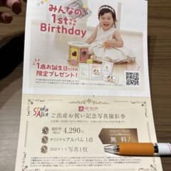スタジオアリス　ご出産お祝い記念写真撮影券　無料券　優待券のサムネイル