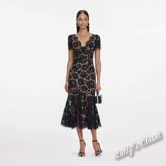 ❤️25秋新作 新品♡ SelfPortrait黒レースロングワンピース♡ G28 