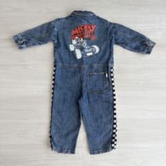 [Excellent Condition] Disney Size 100 Denim-Style Jumpsuit/All-in-One, Mickey Mouse, Kids