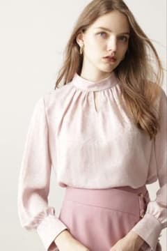 ピンキーアンドダイアン◇スタンドカラージャカードブラウス ピンク 38