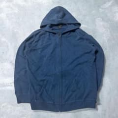 90sEddie Bauer ジップアップ ニットパーカー XXL ブルー