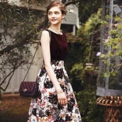 【AIMER/エメ】ドレス パーティー ベロア 花柄 編み上げリボン　9号のサムネイル