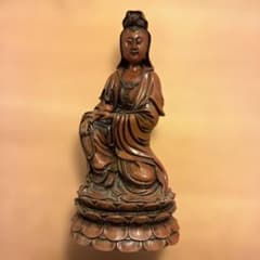 柘植 木彫り 韋駄天像 19cm 仏像 置物 開運 守護 仏教美術 木彫 | Shop