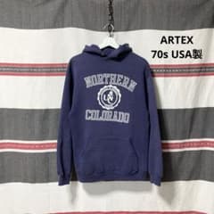 70s 80s ARTEX ヤンキース パーカー USA製 XL 紺 ネイビー 70sUSA製 ARTEX ビンテージパーカー L ネイビー 3段カレッジ 希少