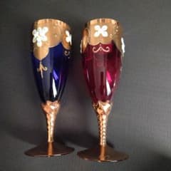 ベネチアンガラス ペアグラス 金彩 花柄 - メルカリ