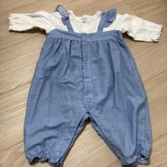 ベビー ロンパース カバーオール フリル ブルーのサムネイル