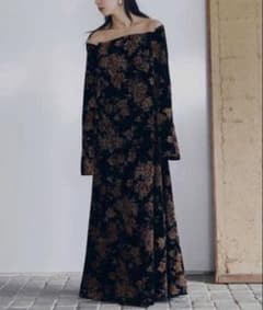 Ameri FLOWER PRINT VELOUR DRESSのサムネイル