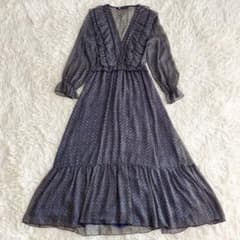 【良品】ザラ　マキシ丈ワンピース　フリル　ペイズリー柄　フレア　ロング丈　S