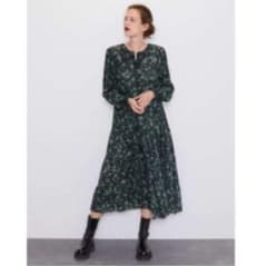 ZARA グリーン系　花柄　ワンピース　XL タグ付き未使用のサムネイル