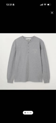 SATUR グレー 長袖ヘンリーネックのサムネイル