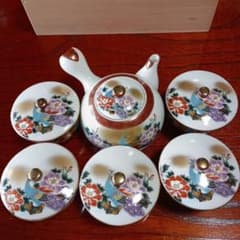 孔雀牡丹柄 蓋付き湯呑み 5客 急須セットのサムネイル