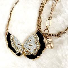 HANAEMORI ハナエモリ ネックレス 蝶 バタフライ ブラック ゴールド 