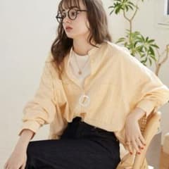 angie シアー オーバーサイズ バンドカラー シャツ オレンジのサムネイル