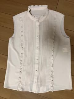 ルルウィルビー ノースリーブ シャツ ブラウス ピンタック フリル 2 