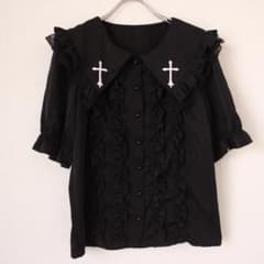 MA＊RS フリルクロスブラウス Fサイズ ブラック 地雷系 刺繡