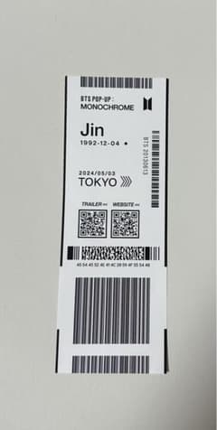 BTS MONOCHROME POP UP 入場特典 タグ　JINのサムネイル