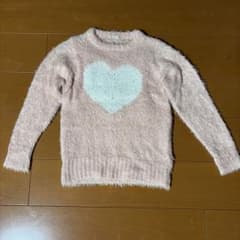 GU 140 ハート柄 シャギーニット セーター ピンク 女の子のサムネイル
