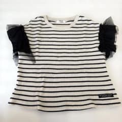 BREEZE ボーダー チュールフリル袖 Tシャツ　110のサムネイル
