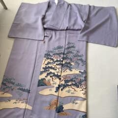 訪問着 薄紫 松 紅葉柄 着物のみのサムネイル
