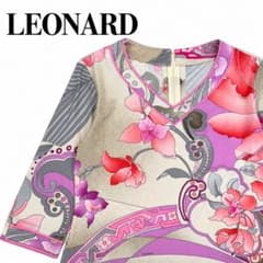F177 M レオナール カンカン素材 花柄 ストレッチ カットソー