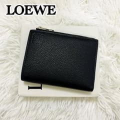 極美✨付属完備✨LOEWE 二つ折り財布 アナグラム レザー ブラック