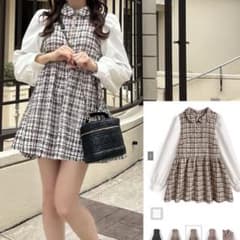 GRL ラメツイード切替パールボタンチュニック(ブラウン) ⚠️即購入不可のサムネイル
