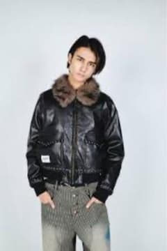 BADWAY ダークブラウン レザー ジャケットのサムネイル