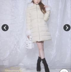 ミシェルマカロン　美くびれフェイクファーダウンコート　フリーサイズ　ホワイト ミシェルマカロン 美くびれフェイクファーダウンコート フリーサイズ