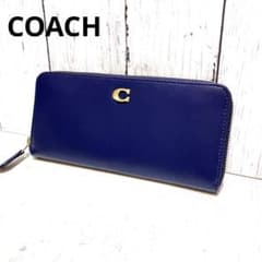 美品⭐️COACH コーチ 長財布 ネイビー スリムウォレット CS032 - メルカリ