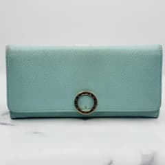 BVLGARI 長財布 ライトブルー ゴールドリング - メルカリ