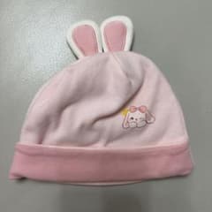 うさぎ耳付き ベビー帽子 ピンクのサムネイル