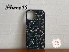 iPhone 15 케이스 커버 보타니컬 꽃무늬 블랙