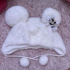 ディズニー ミッキー ファンキャップ 帽子 ラメ 白 ファーのサムネイル