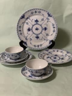 はたこ、ブルーフルーテッドハーフレースシリーズ3点セット。 はたこ様専用、ブルーフルーテッドハーフレースシリーズ7点セット