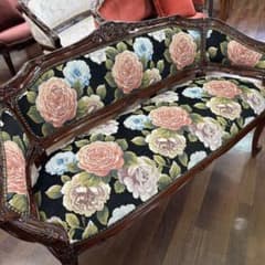 ローズ×ブラック マホガニーラブソファ アンティーク調ソファ 猫脚