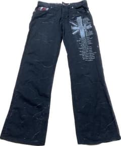 Y2K パンク 微フレアパンツ スカル 赤チェック 平成初期 vintageのサムネイル