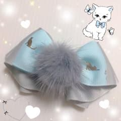헤어 고무 헤어 리본 1525 고양이 고양이 모피 푹신푹신