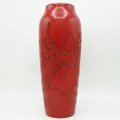 村上木彫堆朱 村上堆朱 花瓶 花鳥図 漆器 伝統工芸品 - メルカリ