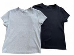 GUリブ半袖Tシャツ 2枚セット グレー ブラックのサムネイル